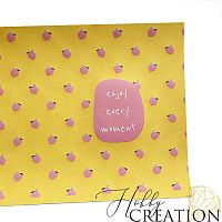 Кожзам с принтом "Персики" 18*28 см. матовый II, кукурузный