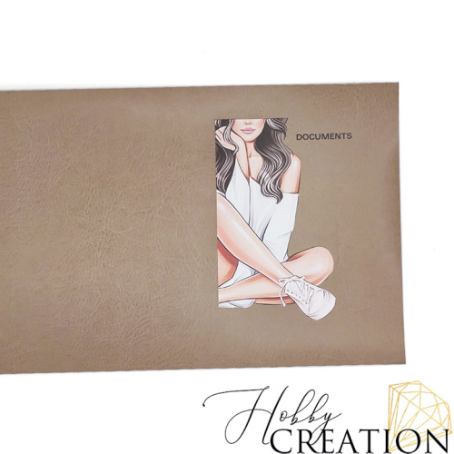 Кожзам с принтом "Кенди" 18*28 см. глянцевый, ледяной коричневый