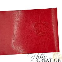 Переплетный кожзам с тиснением "Герб РФ", глянцевый II красный