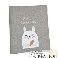 Кожзам с принтом "Зайчонок" 26*46 см. тиснение Твид, платина