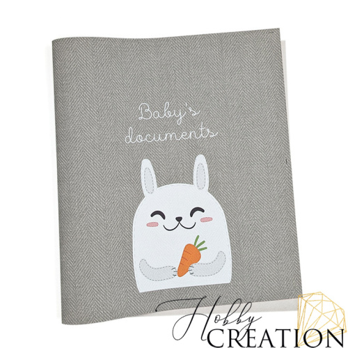 Кожзам с принтом "Зайчонок" 26*46 см. тиснение Твид, платина