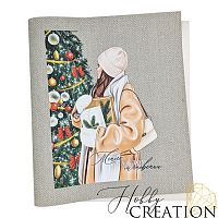 Кожзам с принтом "Тепло в каждом мгновении" 26*46 см. тиснение Твид, платина