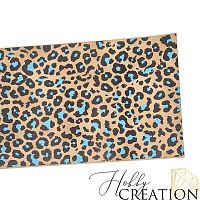 Кожзам с принтом "Пятна леопарда / голубые" 18*28 см. тиснение Пони, бежевый