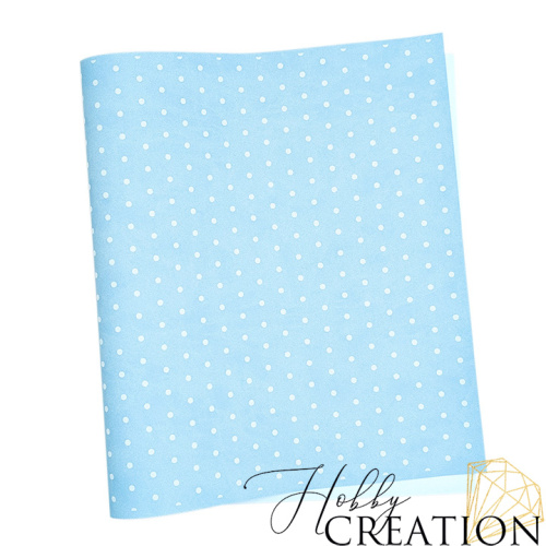 Кожзам с принтом "Горошек" 26*46 см. тиснение Джинс, светло-голубой