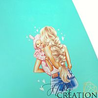 Кожзам с принтом "Дайана" 35*70 см. матовый однотонный, мятный