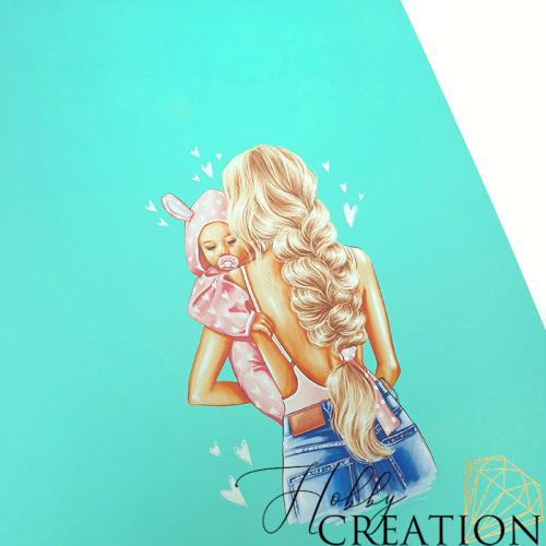 Кожзам с принтом "Дайана" 35*70 см. матовый однотонный, мятный