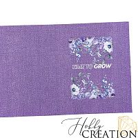 Кожзам с принтом "Time to grow" 18*28 см. тиснение Твид, сиреневый