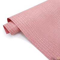 Переплетный кожзам тиснение крокодил, пудрово-розовый