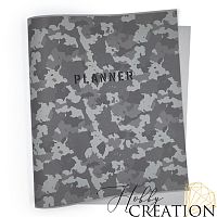 Кожзам с принтом "Камуфляж" 26*46 см. тиснение под кожу, серый