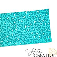 Кожзам с принтом "Пятна леопарда / бирюзовые" 18*28 см. тиснение жатая кожа, бирюзовый