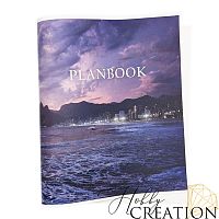 Кожзам с принтом "Город в закате" 26*46 см. тиснение под кожу II, белый