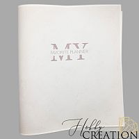 Кожзам с принтом "My favorite planner" 26*46 см. тиснение под кожу II, белый