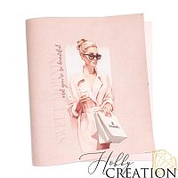 Кожзам с принтом "Мелина" 26*46 см. матовый, зефирно-розовый