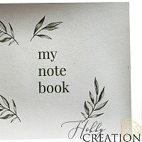 Кожзам с принтом "My note book / листва" 26*46 см. тиснение под кожу , белый