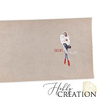 Кожзам с принтом "Мэри" 18*28 см. матовый, серо-розовый