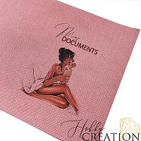 Кожзам с принтом "Алекса" 18*28 см. тиснение Твид, светло-розовый