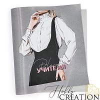 Кожзам с принтом "Дакота" 26*46 см. глянцевый II, серый