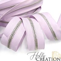 Молния металлическая №5, сиренево-розовая 