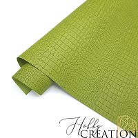 Переплетный кожзам тиснение крокодил, светло-оливковый