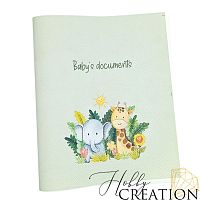 Кожзам с принтом "Жираф и слоник" 26*46 см. тиснение питон, пустынный шалфей