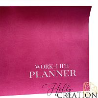 Кожзам с принтом "Work planner" 26*46 см. матовый, bubble gum