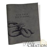 Кожзам с принтом "Живи свободным" 26*46 см. тиснение питон, серый