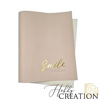 Кожзам с принтом "Smile / золото" 26*46 см. матовый однотонный, нюд