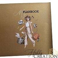 *Кожзам с принтом "Бизнес леди / брюнетка" 26*46 см. тиснение ТВИЛЛ, матовое золото