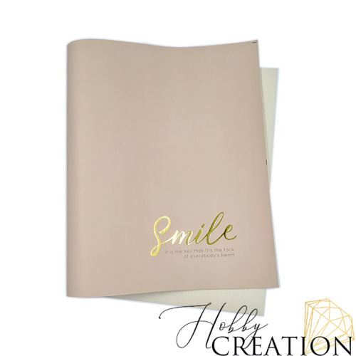 Кожзам с принтом "Smile / золото" 26*46 см. матовый однотонный, нюд Кожзам с принтом "Smile / золото" 26*46 см. матовый однотонный, нюд