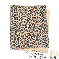 Кожзам с принтом "Пятна леопарда / голубые" 26*46 см. тиснение Пони, бежевый