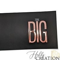 Кожзам с принтом "Think Big / розовое золото" 18*28 см. матовый, черный