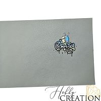Кожзам с принтом "Crazy" 18*28 см. тиснение под кожу, серый