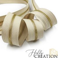 Молния металлическая №3, бежевая