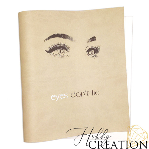 Кожзам с принтом "Глаза не лгут" 26*46 см. матовый II, латте