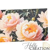 Кожзам с принтом "Летний пион" 18*28 см. тиснение под кожу II, белый