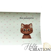 Кожзам с принтом "Муся" 18*28 см. под кожу II, белый