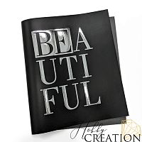 Кожзам с принтом "Beautiful / серебро" 26*46 см. матовый, черный