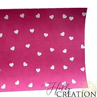 Кожзам с принтом "Белые сердечки" 18*28 см. матовый, bubble gum