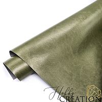 Переплетный кожзам глянцевый с перламутром, зеленый с золотом