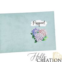 Кожзам с принтом "Гортензии" 18*28 см. матовый II, пепельно-голубой