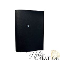 Кожзам с принтом "Белое сердце" 18*28 см. тиснение под кожу II, чёрный