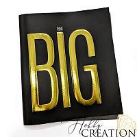 Кожзам с принтом "Think Big / золото" 26*46 см. матовый, черный