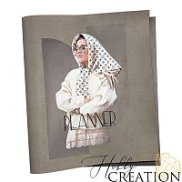 Кожзам с принтом "Беата" 26*46 см. матовый, каменно-серый