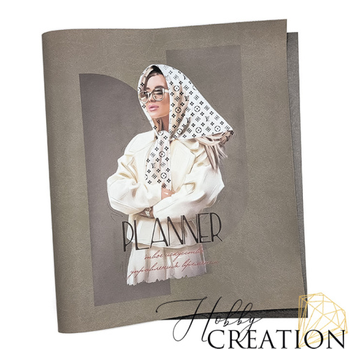 Кожзам с принтом "Беата" 26*46 см. матовый, каменно-серый