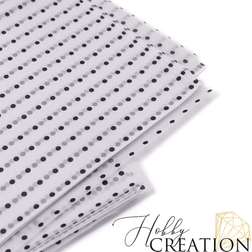 Бумага упаковочная тишью, черный горох (10 листов)