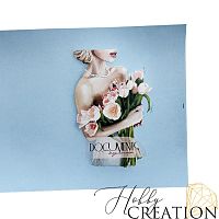 Кожзам с принтом "Лина" 18*28 см. глянцевый, светло-голубой