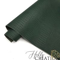 Переплетный кожзам тиснение крокодил, темно-зеленый