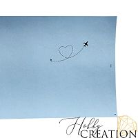 Кожзам с принтом "Небесный путь" 18*28 см. глянцевый, светло-голубой