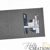 Кожзам с принтом "Джорджия" 18*28 см. тиснение Твид, серый