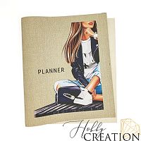 Кожзам с принтом "Джулия" 26*46 см. тиснение Твид, латте